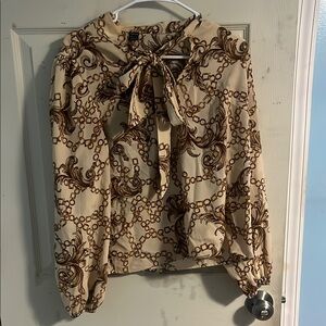 Elegant Cream and Brown Women's Top